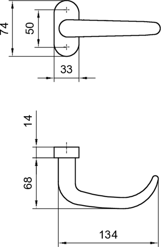 Türgriff, Hebelgriffe, Beschlag, Metalloberfläche, rechtsseitig
