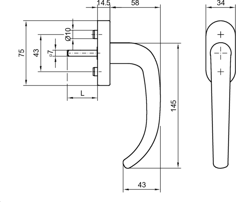 armatur, armaturgriff, hebel, installationsarmatur, länge 145mm