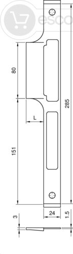 ISO-Platte Schüco ADS70 SB  Lappen 25mm F3x24x285mm DIN R