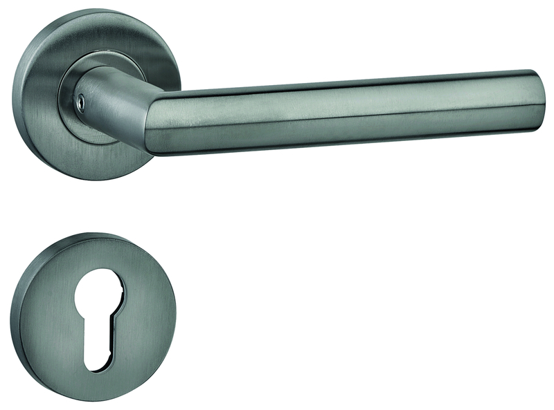 Türgriff, Türdrücker, Stahl, Rundrohrgriff, Schlossrosette