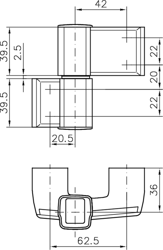 fittings, Verbindung, quadratischer Ausschnitt, Metall, Maße