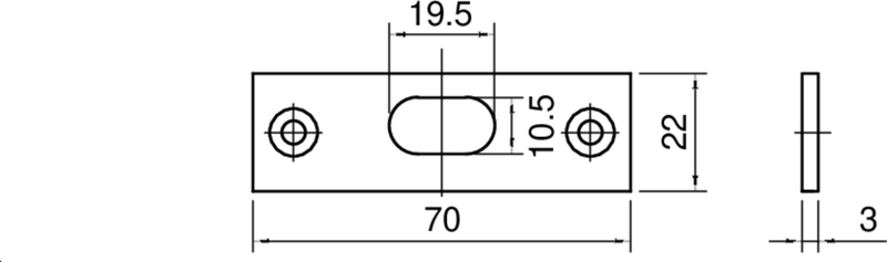 Schließblech Treibriegelstange (oben) F3x22x70 (WS65N) Schaubild, Schaubild, Schaubild,