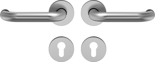 ECO Türdrückergarnitur D-110 m. Rundrosette, PZ, F1 (Alu silber) Griff, Griff,