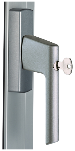 Türdriegel, Fenstergriff, Metallgriff, Schlosszylinder, Silber