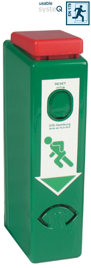 Notrufgerät, Gehwegwarnsignal, Grüne Box, Roter Knopf, Reset