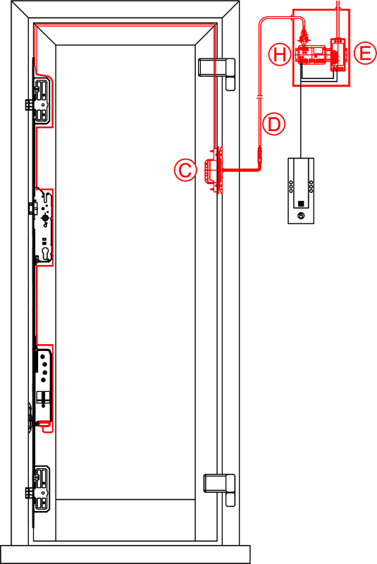 Tür, Schloss, Haken, elektrisch, Diagramm