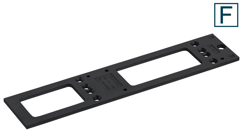 Rackenplatte, Montageplatte, Schlitzenplatte, schwarze Platte, Metallverbinder