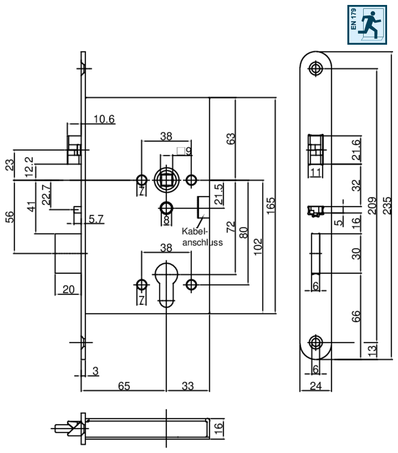 mechanical drawing, engineering diagram, cylinder locking, bolt holes, dimensions