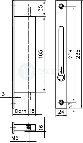 Falztreibriegel BKS B 1899 D40 F3x24x235,L/R