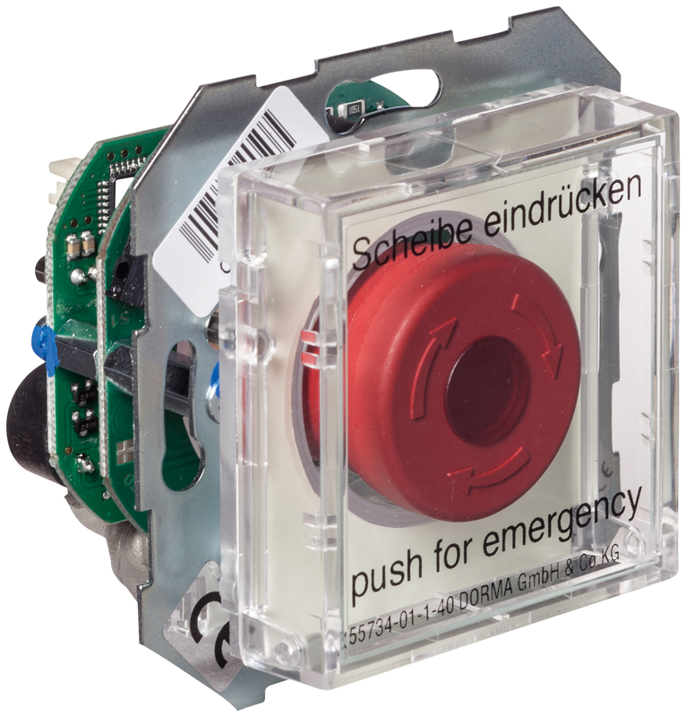 Not-Aus-Knopf, roter Knopf, Sicherheits-Schalter, Schaltermodul, Elektronikbauteil