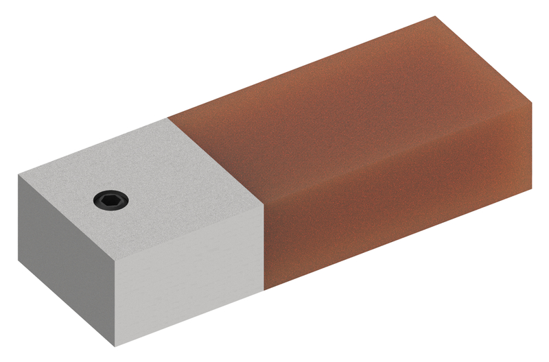 Block, Metallblock, Kupferfarbe, Zweiblock, Schraubenloch