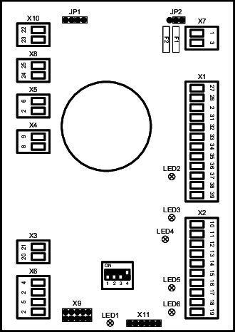 circuit board, control panel, LED indicators, round connector, terminal blocks