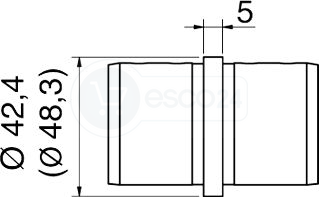 Rohrverbinder f.Handlauf Ø42,4x1,5mm 180° waagerecht, Edelstahl VA2