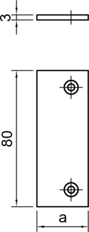 dimensionen, rechteckige Platte, bohrungen, metallplatte, höhe 80, länge a