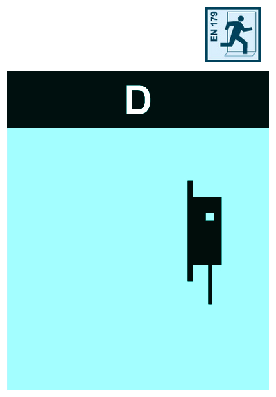 Tür, Notausgangsschild, Sicherheitsschild, Silhouette, blauer Hintergrund