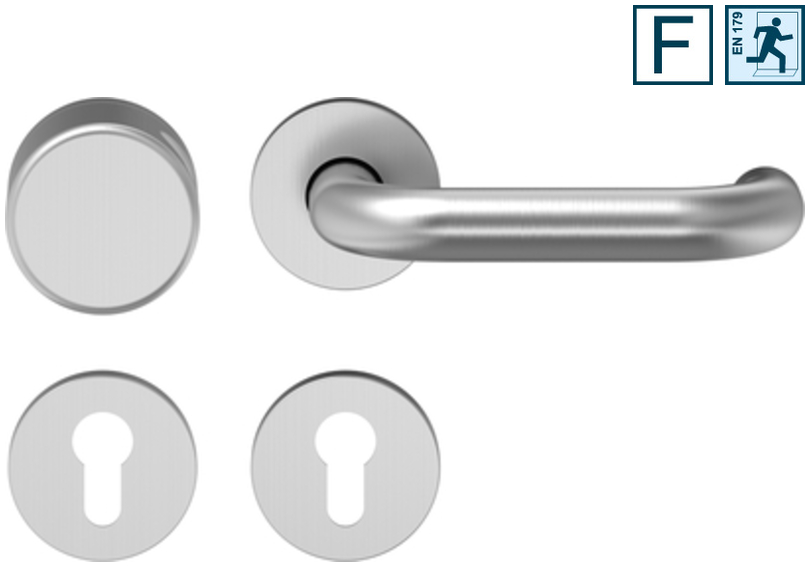 Türdriegel, Türgriff, Rundrosetten, Türknauf, Metall