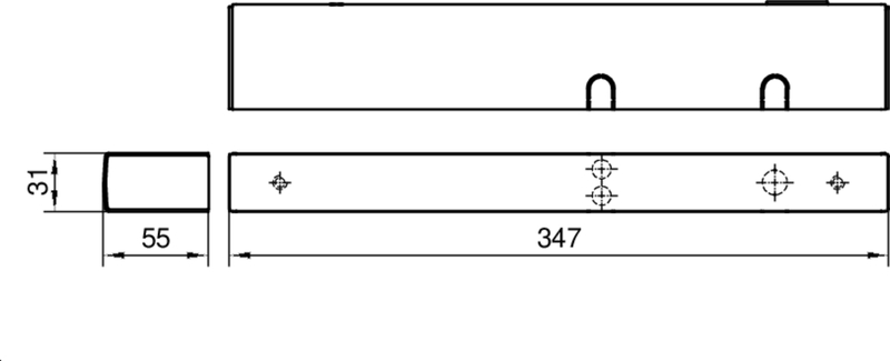 dimensions, Metallstange, rechteckiger Block, Lochmuster, robustes Bauteil