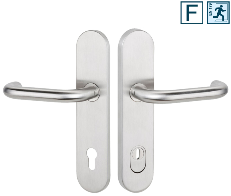 Türdrücker, Hebelgriff, Edelstahl, gebürstet, Schlüssellochplatte