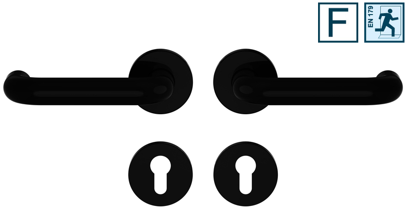 Türgriffe, Türdrücker, Doppeltürklinke, Rauchschwarz, Metall