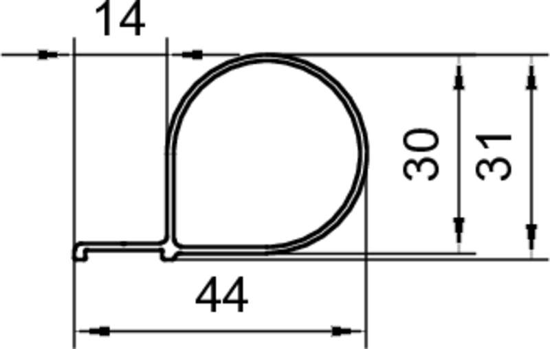 runder-kant, U-förmiges-profil, technische-zeichnung, abmessungen, metallclip