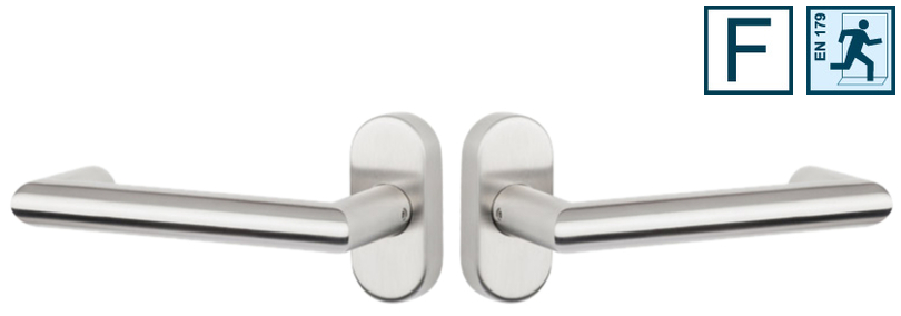 Türdrücker, Metall, Edelstahl, Garnitur, Two-lever
