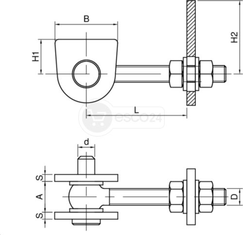 TORBAND, VERSTELLBAR VORMONTIERT, 12 MM, DIN L/R, STAHL BLANK