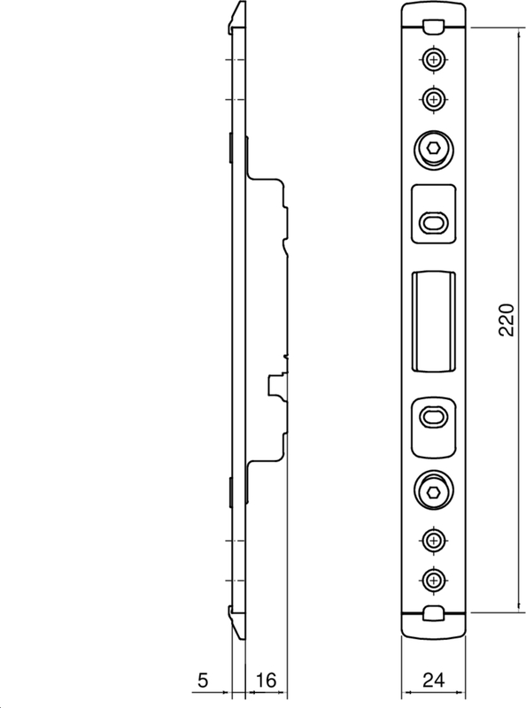 Schließblech NS systeQ-M(-ESC)-1 U5x24x220, L/R verstellbar