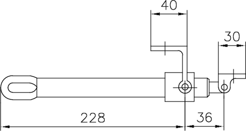 handwerkzeug, metallstab, verlängertes, bearbeitetes bauteil, messzeichnung