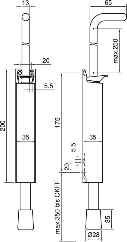 Kordelzug?, Schlauchhalter?, Rohrförmiger Griff, Sicherheitsstange?, Fahrrad-/Türgriff-Detail