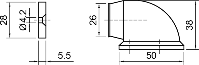 Ellenbogen, Rohrleitung, 90-Grad, Industrie-Fitting, Maßzeichnung