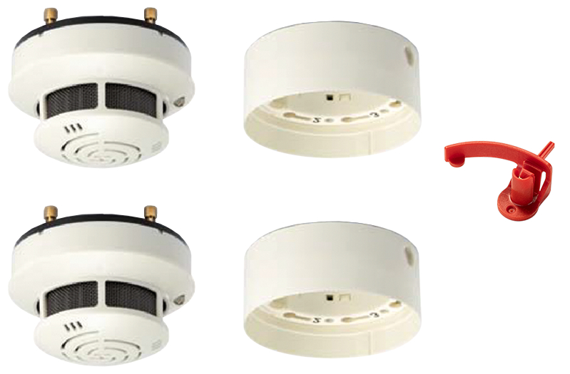 rauchmelder, feuerloescher, baualarm, rund, installationszubehör