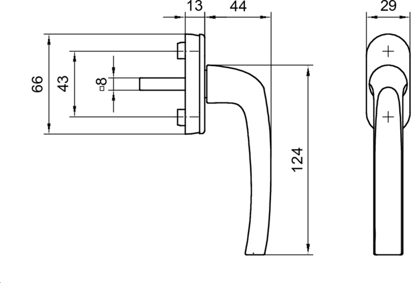 Türgriff, Griff, Hebel, Metall, Abmessungen