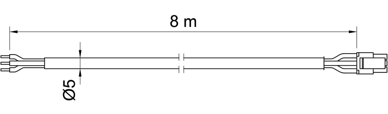 kabel, elektrisch, 8 m, Ø5 mm, verbinder