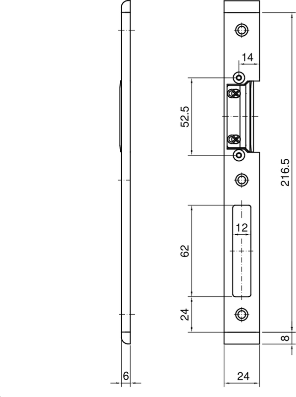 Schließblech für EÖ m AT Stück U6x24x216mm m Endstücke Edelst DIN R Schaubild, Schaubild,