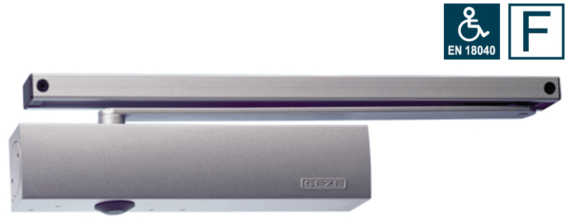 Schiebetor, Türschließer, Glastür, Zugstange, Stahl