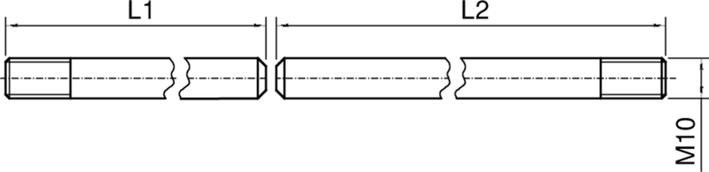Treibriegelstangen-Set massiv, m.Gewinde M10 d=10, l=1x750/1x1500mm, Stahl verz., L/R Diagramm, Handlung, Diagramm, Handlung, Diagramm, Handlung,