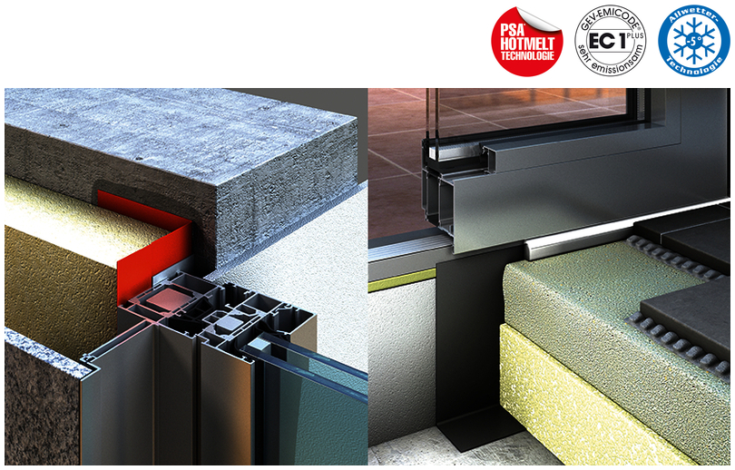 Fensterrahmen, Schienen, Isolierung, Aluminiumprofil, Dichtungsblock