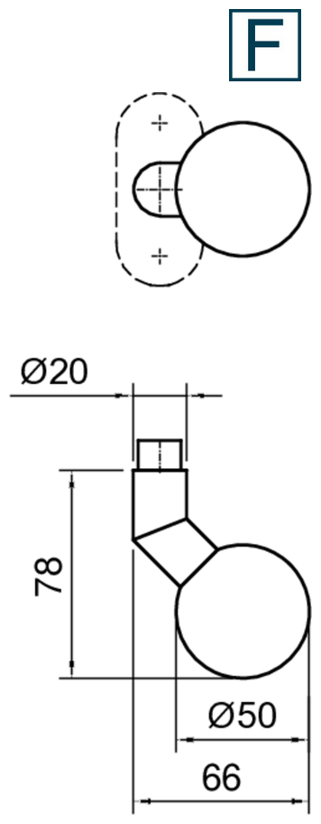 Halterung, Schmuckblatt, Ø20, Ø50, Maßzeichnung