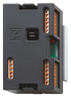 DIN rail module, Terminalblock, zweireihig, PCB-Montage, oranger Anschlussblock