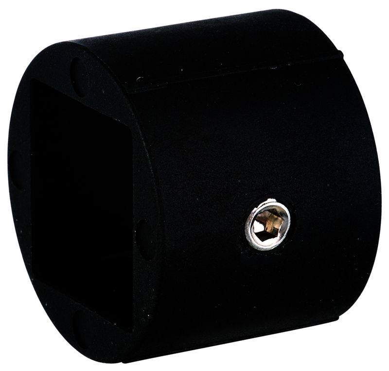 Hohlstecker, Adapterkappe, zylindrischer Stecker, Metall-Einsatz, schwarzes Gehäuse