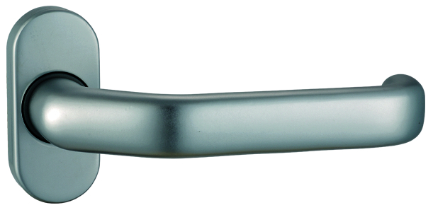 Türgriffe, Metallhebel, Türzubehör, ovale Rosette, Silber finish