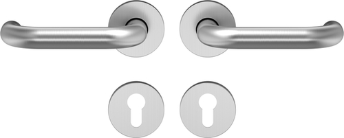 ECO Türdrückergarnitur EN179 D-110 m. Rundrosette, PZ, Edelstahl matt Griff, Griff,