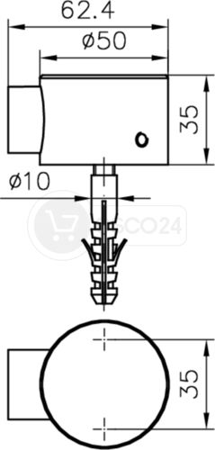 Türpuffer gefedert bis 75kg, Edelstahl matt