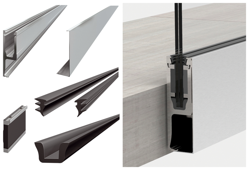 Aluminum profile, U-Profil, Schiene, Glassedornament, Klemmprofil