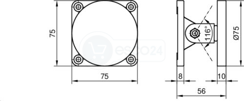 HEKATRON AFS 75 Ankerplatte für Türhaftmagnet, 2x60° schwenkbar