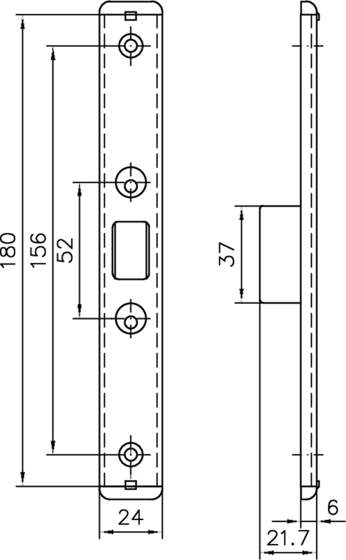 Schließgehäuse KFV für AS 2300 P6X24X180, verstellbar, niro