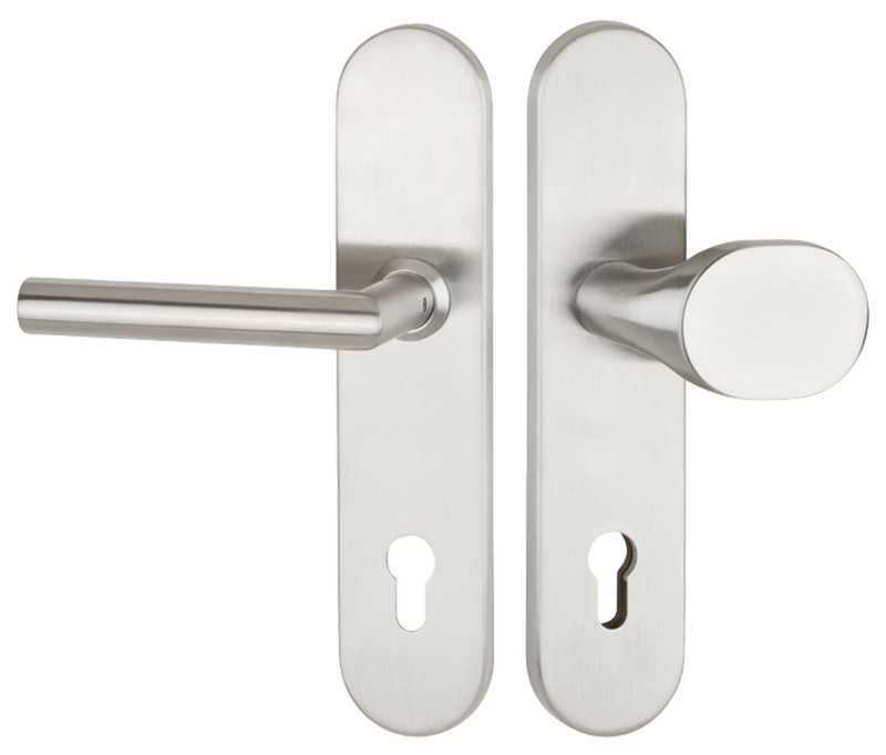 Türdriegel, Türdrücker, Edelstahl, Satin, Schloss-Set