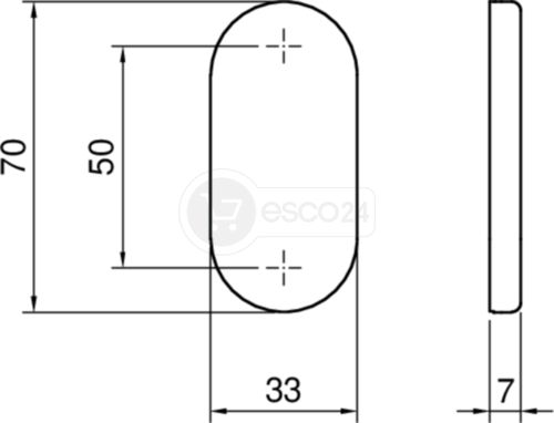 esco Blindrosette h=7mm, oval, Edelstahl matt