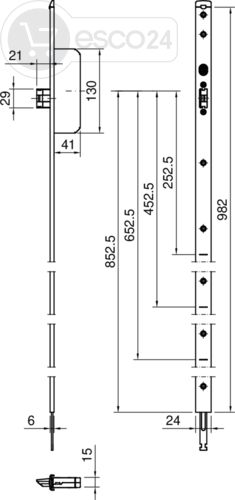 Stulpverlängerung systeQ M-SL(-M)(-ESC) U6x24x982,L/R (kürzbar)