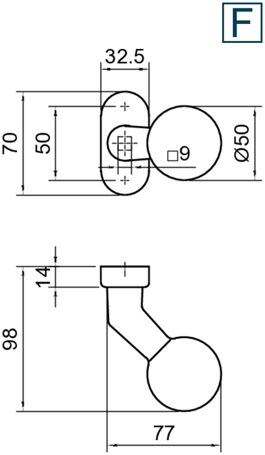 Türgriff, Rundzylinder, Montagehalter, lackierte Oberfläche, Bohrlochabmessung